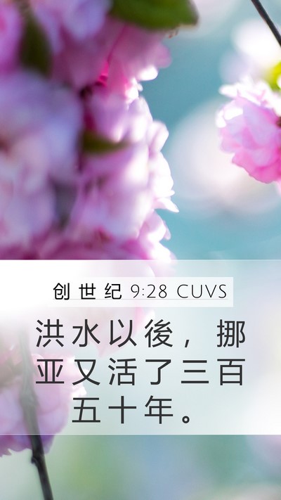 创 世 纪 9:28 CUVS Mobile Phone Wallpaper - 洪 水 以 後 ， 挪 亚 又 活 了 三 百 - Mobile Bible Verse Wallpaper