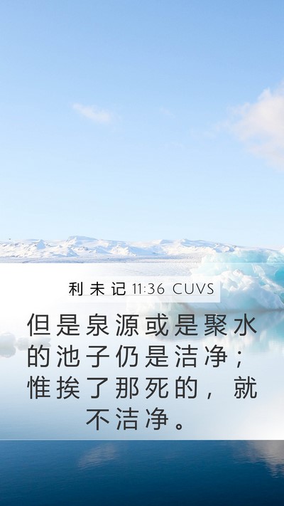 利 未 记 11:36 CUVS Mobile Phone Wallpaper - 但 是 泉 源 或 是 聚 水 的 池 子 仍 - Mobile Bible Verse Wallpaper