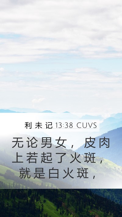 利 未 记 13:38 CUVS Mobile Phone Wallpaper - 无 论 男 女 ， 皮 肉 上 若 起 了 火 - Mobile Bible Verse Wallpaper