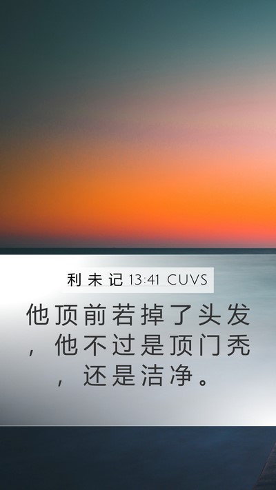 利 未 记 13:41 CUVS Mobile Phone Wallpaper - 他 顶 前 若 掉 了 头 发 ， 他 不 过 - Mobile Bible Verse Wallpaper