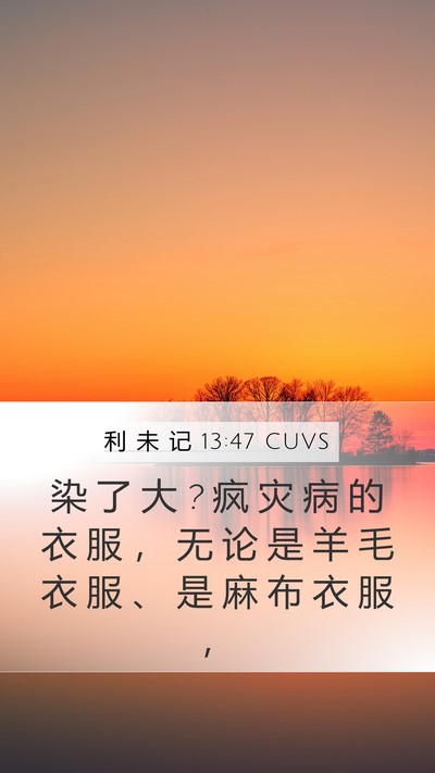 利 未 记 13:47 CUVS Mobile Phone Wallpaper - 染 了 大 ? 疯 灾 病 的 衣 服 ， 无 论 - Mobile Bible Verse Wallpaper