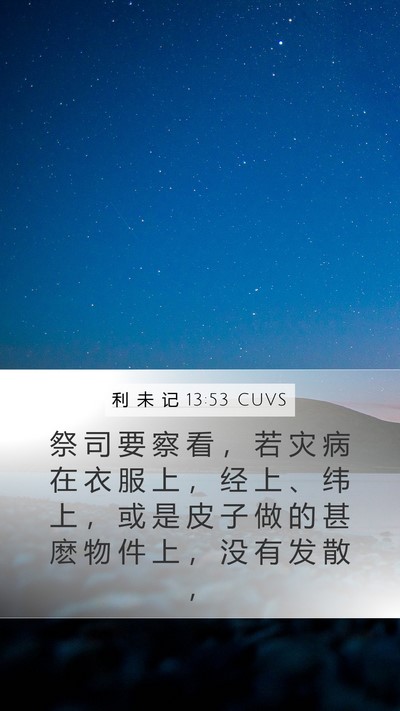 利 未 记 13:53 CUVS Mobile Phone Wallpaper - 祭 司 要 察 看 ， 若 灾 病 在 衣 服 - Mobile Bible Verse Wallpaper