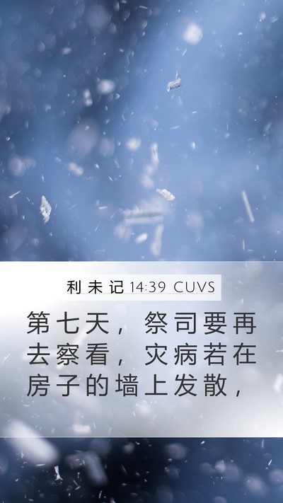 利 未 记 14:39 CUVS Mobile Phone Wallpaper - 第 七 天 ， 祭 司 要 再 去 察 看 ， - Mobile Bible Verse Wallpaper