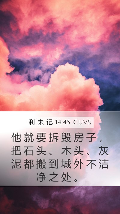 利 未 记 14:45 CUVS Mobile Phone Wallpaper - 他 就 要 拆 毁 房 子 ， 把 石 头 、 - Mobile Bible Verse Wallpaper