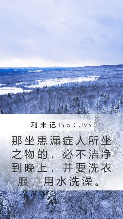 利 未 记 15:6 CUVS Mobile Phone Wallpaper - 那 坐 患 漏 症 人 所 坐 之 物 的 ， - Mobile Bible Verse Wallpaper