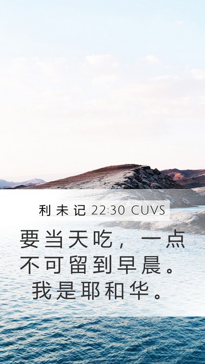 利 未 记 22:30 CUVS Mobile Phone Wallpaper - 要 当 天 吃 ， 一 点 不 可 留 到 早 - Mobile Bible Verse Wallpaper
