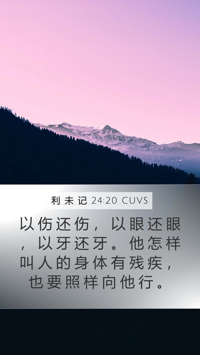 利 未 记 24:20 CUVS Mobile Phone Wallpaper - 以 伤 还 伤 ， 以 眼 还 眼 ， 以 牙 - Mobile Bible Verse Wallpaper