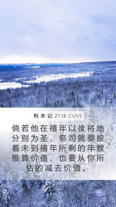 利 未 记 27:18 CUVS Mobile Phone Wallpaper - 倘 若 他 在 禧 年 以 後 将 地 分 别 - Mobile Bible Verse Wallpaper