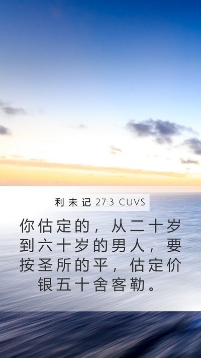 利 未 记 27:3 CUVS Mobile Phone Wallpaper - 你 估 定 的 ， 从 二 十 岁 到 六 十 - Mobile Bible Verse Wallpaper