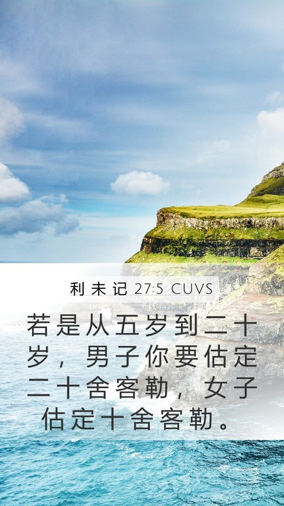 利 未 记 27:5 CUVS Mobile Phone Wallpaper - 若 是 从 五 岁 到 二 十 岁 ， 男 子 - Mobile Bible Verse Wallpaper