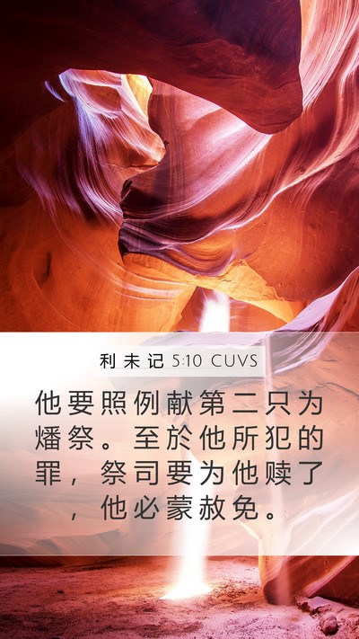 利 未 记 5:10 CUVS Mobile Phone Wallpaper - 他 要 照 例 献 第 二 只 为 燔 祭 。 - Mobile Bible Verse Wallpaper