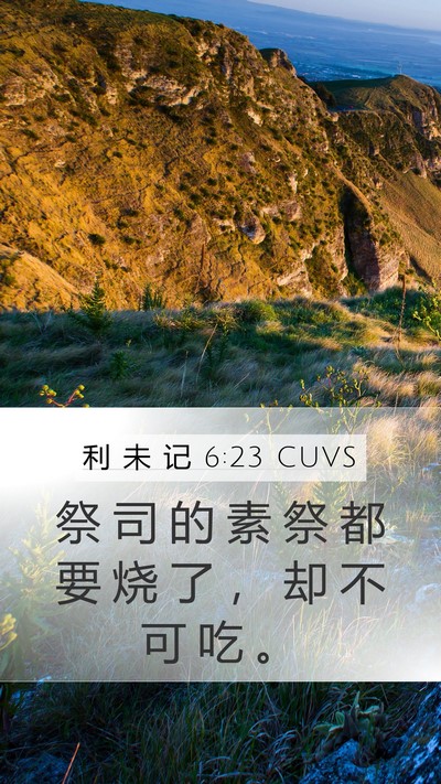 利 未 记 6:23 CUVS Mobile Phone Wallpaper - 祭 司 的 素 祭 都 要 烧 了 ， 却 不 - Mobile Bible Verse Wallpaper