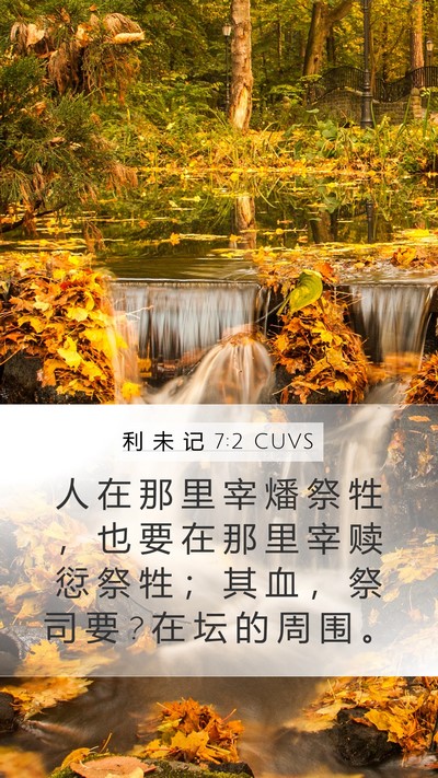 利 未 记 7:2 CUVS Mobile Phone Wallpaper - 人 在 那 里 宰 燔 祭 牲 ， 也 要 在 - Mobile Bible Verse Wallpaper