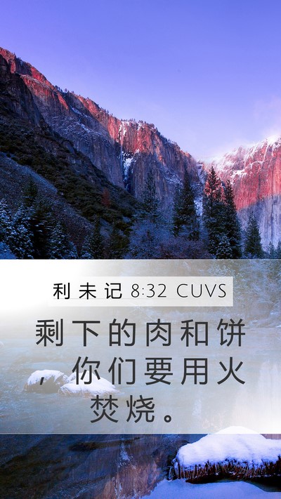 利 未 记 8:32 CUVS Mobile Phone Wallpaper - 剩 下 的 肉 和 饼 ， 你 们 要 用 火 - Mobile Bible Verse Wallpaper