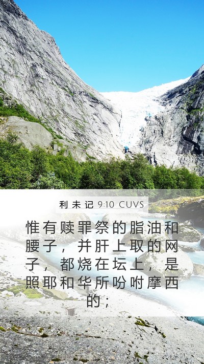 利 未 记 9:10 CUVS Mobile Phone Wallpaper - 惟 有 赎 罪 祭 的 脂 油 和 腰 子 ， - Mobile Bible Verse Wallpaper