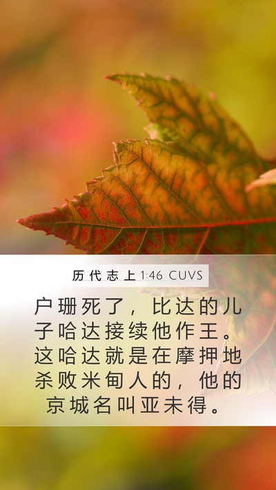 历 代 志 上 1:46 CUVS Mobile Phone Wallpaper - 户 珊 死 了 ， 比 达 的 儿 子 哈 达 - Mobile Bible Verse Wallpaper