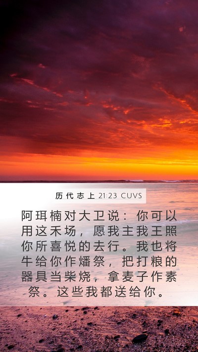 历 代 志 上 21:23 CUVS Mobile Phone Wallpaper - 阿 珥 楠 对 大 卫 说 ： 你 可 以 用 - Mobile Bible Verse Wallpaper