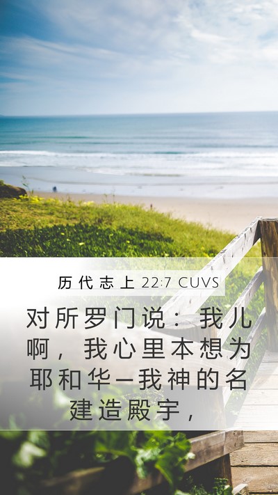 历 代 志 上 22:7 CUVS Mobile Phone Wallpaper - 对 所 罗 门 说 ： 我 儿 啊 ， 我 心 - Mobile Bible Verse Wallpaper