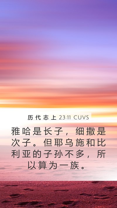 历 代 志 上 23:11 CUVS Mobile Phone Wallpaper - 雅 哈 是 长 子 ， 细 撒 是 次 子 。 - Mobile Bible Verse Wallpaper