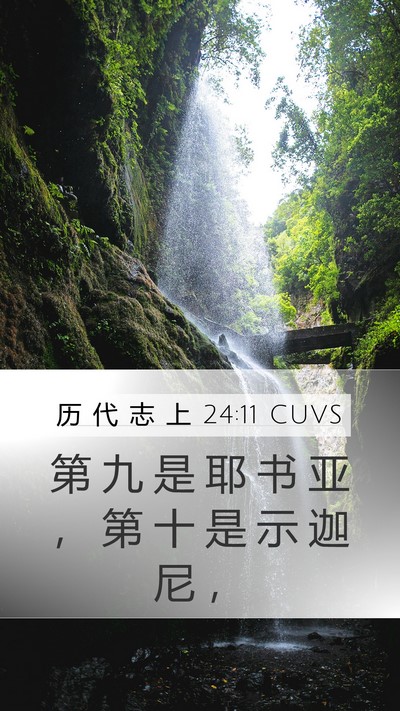 历 代 志 上 24:11 CUVS Mobile Phone Wallpaper - 第 九 是 耶 书 亚 ， 第 十 是 示 迦 - Mobile Bible Verse Wallpaper