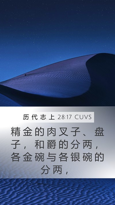 历 代 志 上 28:17 CUVS Bible Verse Image