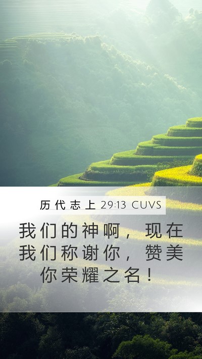 历 代 志 上 29:13 CUVS Bible Verse Image