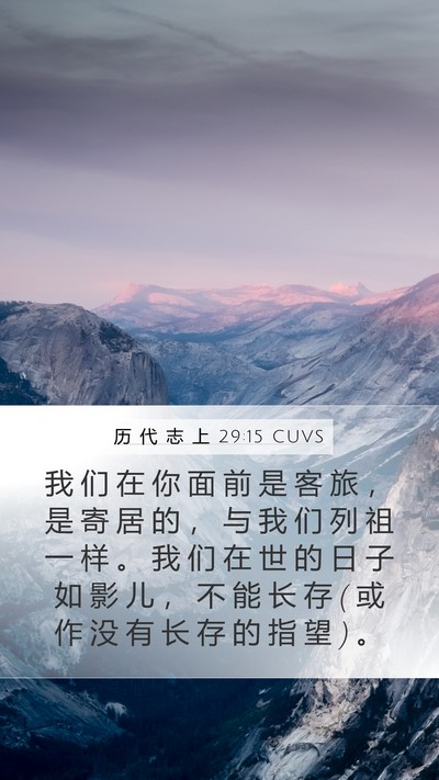 历 代 志 上 29:15 CUVS Bible Verse Image
