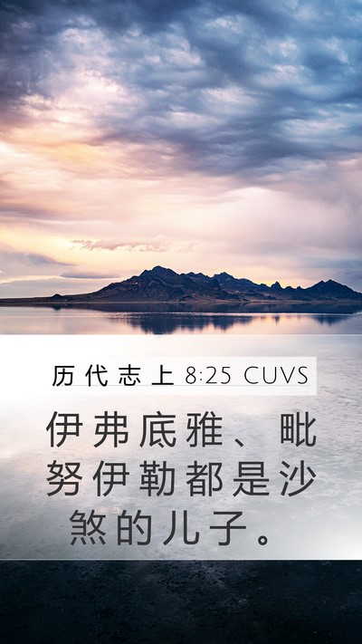 历 代 志 上 8:25 CUVS Mobile Phone Wallpaper - 伊 弗 底 雅 、 毗 努 伊 勒 都 是 沙 - Mobile Bible Verse Wallpaper