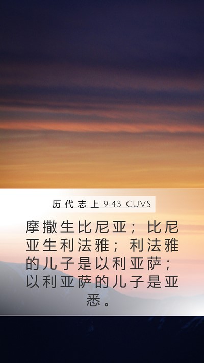 历 代 志 上 9:43 CUVS Mobile Phone Wallpaper - 摩 撒 生 比 尼 亚 ； 比 尼 亚 生 利 - Mobile Bible Verse Wallpaper