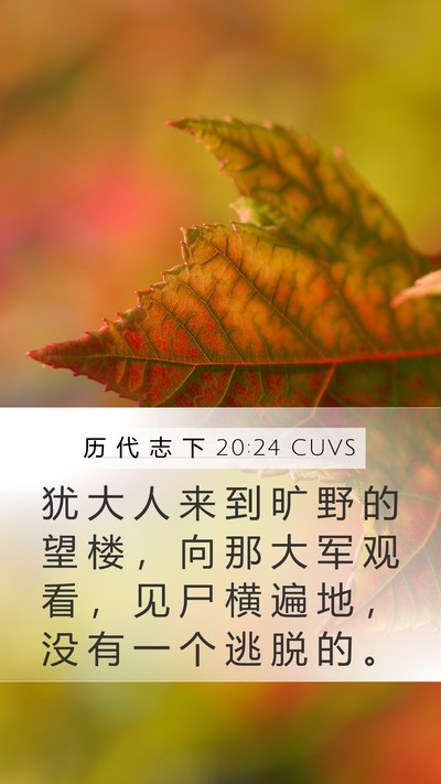 历 代 志 下 20:24 CUVS Mobile Phone Wallpaper - 犹 大 人 来 到 旷 野 的 望 楼 ， 向 - Mobile Bible Verse Wallpaper