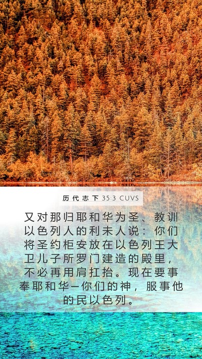 历 代 志 下 35:3 CUVS Mobile Phone Wallpaper - 又 对 那 归 耶 和 华 为 圣 、 教 训 - Mobile Bible Verse Wallpaper