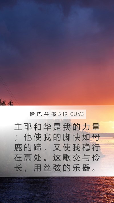 哈 巴 谷 书 3:19 CUVS Mobile Phone Wallpaper - 主 耶 和 华 是 我 的 力 量 ； 他 使 - Mobile Bible Verse Wallpaper