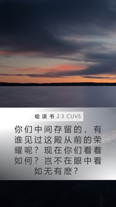 哈 该 书 2:3 CUVS Mobile Phone Wallpaper - 你 们 中 间 存 留 的 ， 有 谁 见 过 - Mobile Bible Verse Wallpaper