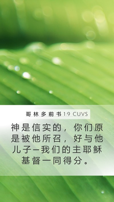 哥 林 多 前 书 1:9 CUVS Mobile Phone Wallpaper - 神 是 信 实 的 ， 你 们 原 是 被 他 - Mobile Bible Verse Wallpaper