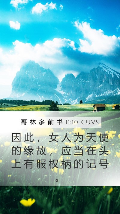 哥 林 多 前 书 11:10 CUVS Bible Verse Image