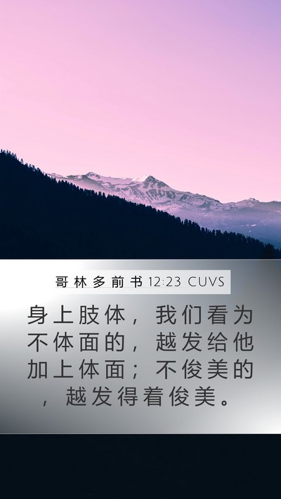 哥 林 多 前 书 12:23 CUVS Mobile Phone Wallpaper - 身 上 肢 体 ， 我 们 看 为 不 体 面 - Mobile Bible Verse Wallpaper