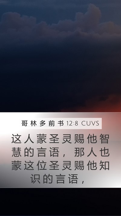 哥 林 多 前 书 12:8 CUVS Bible Verse Image