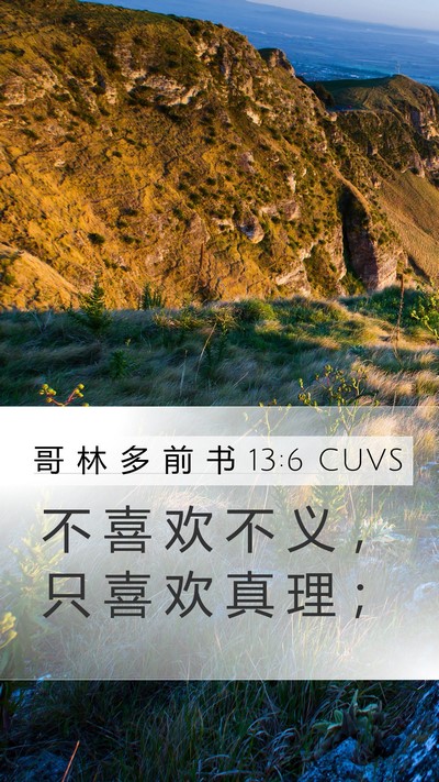 哥 林 多 前 书 13:6 CUVS Bible Verse Image