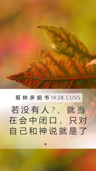 哥 林 多 前 书 14:28 CUVS Mobile Phone Wallpaper - 若 没 有 人 ? ， 就 当 在 会 中 闭 口 - Mobile Bible Verse Wallpaper