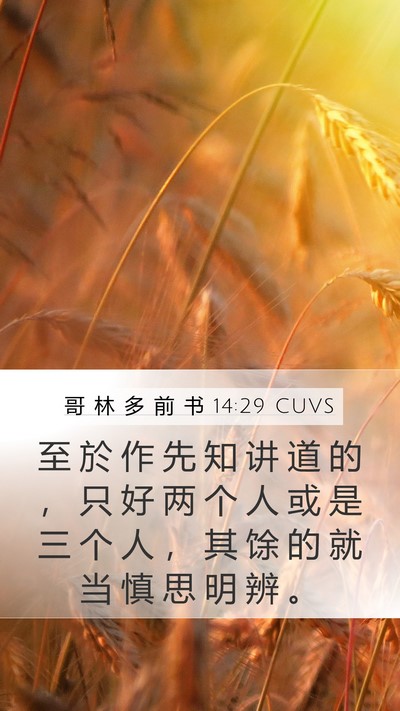 哥 林 多 前 书 14:29 CUVS Mobile Phone Wallpaper - 至 於 作 先 知 讲 道 的 ， 只 好 两 - Mobile Bible Verse Wallpaper
