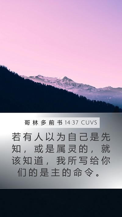 哥 林 多 前 书 14:37 CUVS Mobile Phone Wallpaper - 若 有 人 以 为 自 己 是 先 知 ， 或 - Mobile Bible Verse Wallpaper