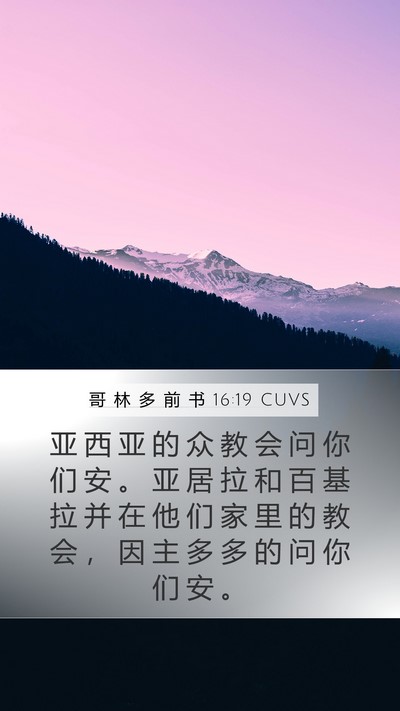 哥 林 多 前 书 16:19 CUVS Bible Verse Image