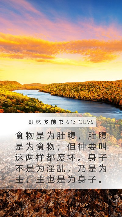 哥 林 多 前 书 6:13 CUVS Bible Verse Image