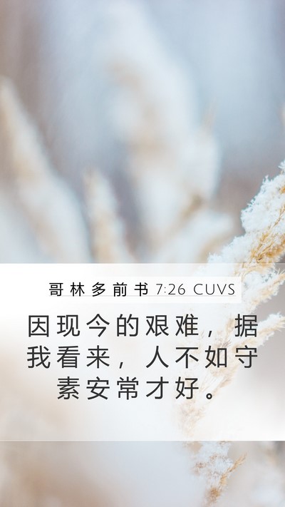 哥 林 多 前 书 7:26 CUVS Bible Verse Image