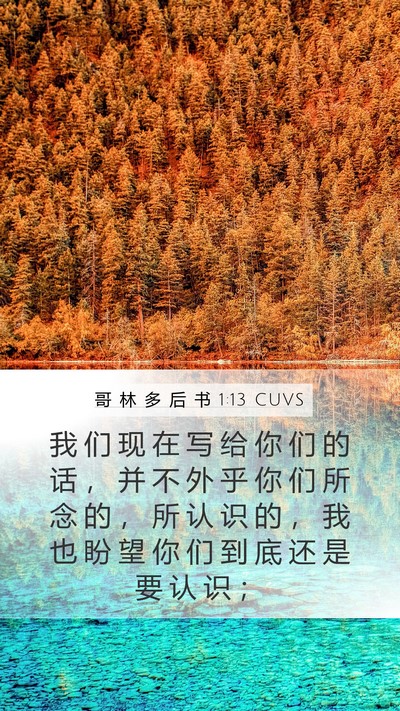 哥 林 多 后 书 1:13 CUVS Mobile Phone Wallpaper - 我 们 现 在 写 给 你 们 的 话 ， 并 - Mobile Bible Verse Wallpaper