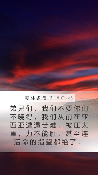 哥 林 多 后 书 1:8 CUVS Bible Verse Image