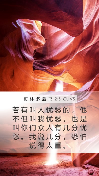 哥 林 多 后 书 2:5 CUVS Mobile Phone Wallpaper - 若 有 叫 人 忧 愁 的 ， 他 不 但 叫 - Mobile Bible Verse Wallpaper