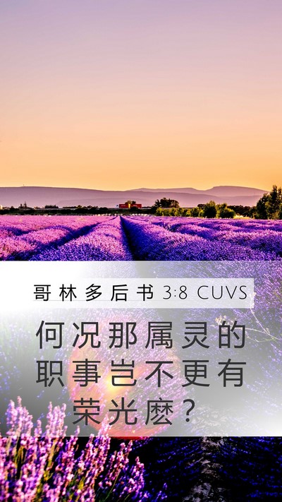 哥 林 多 后 书 3:8 CUVS Mobile Phone Wallpaper - 何 况 那 属 灵 的 职 事 岂 不 更 有 - Mobile Bible Verse Wallpaper