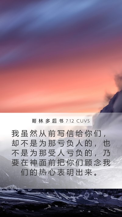 哥 林 多 后 书 7:12 CUVS Bible Verse Image