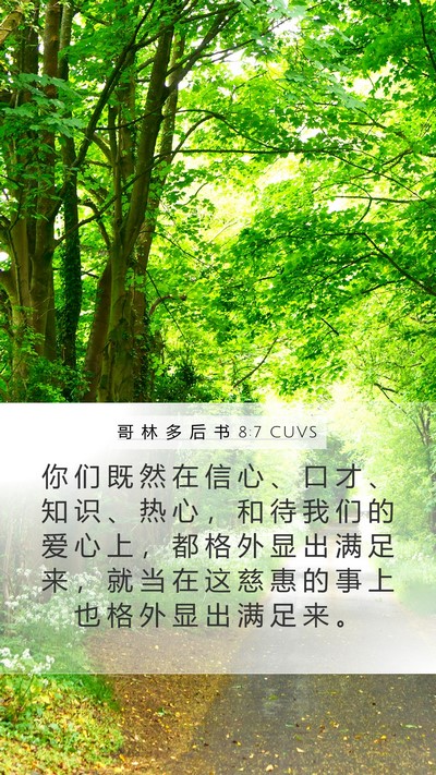哥 林 多 后 书 8:7 CUVS Bible Verse Image